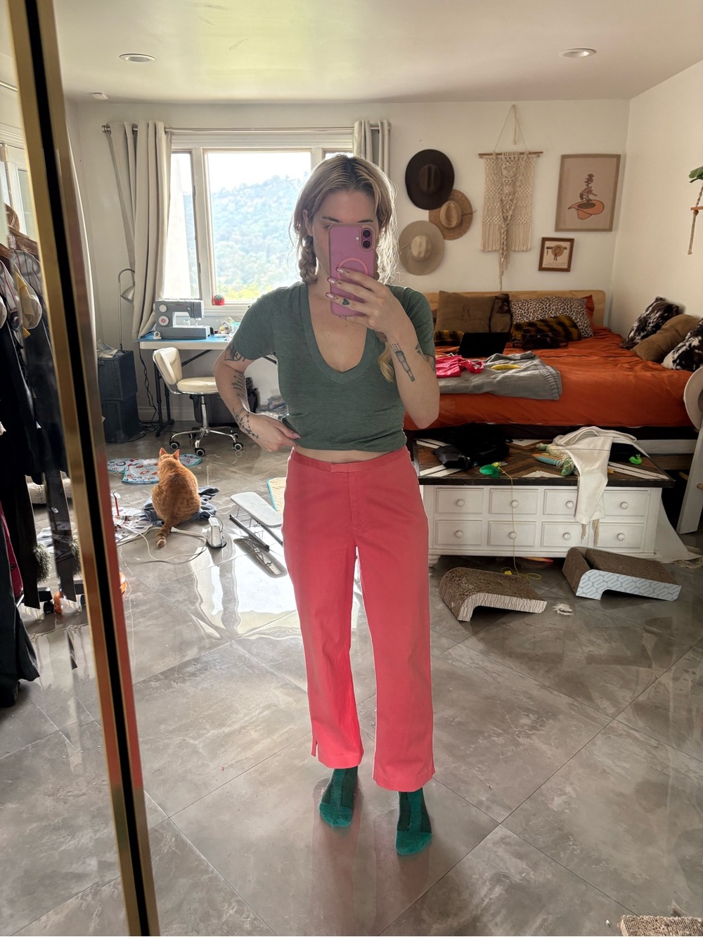 Vintage Women's Coral high rise trousers